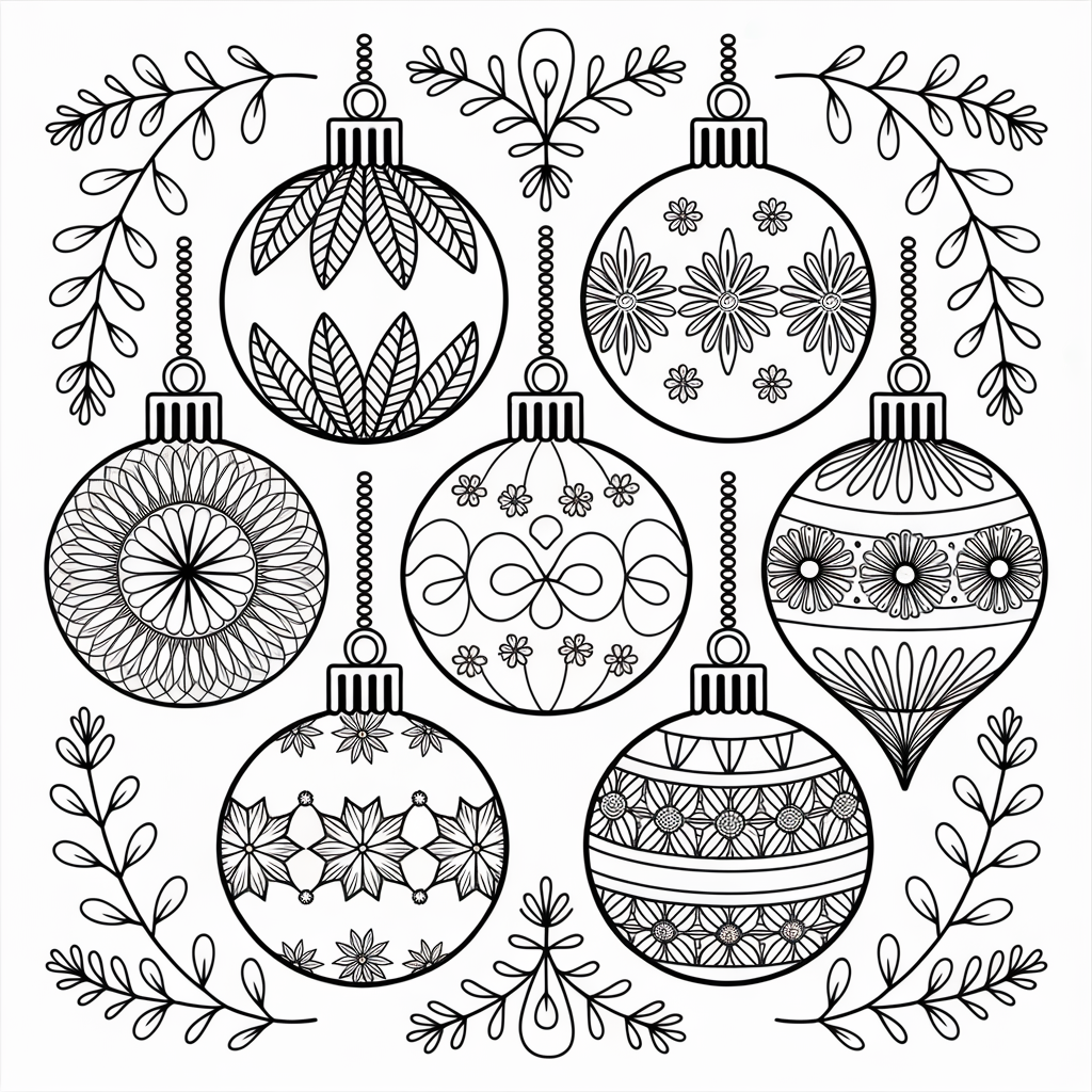 Free Christmas Ornament Coloring Pages for Adults to Print
