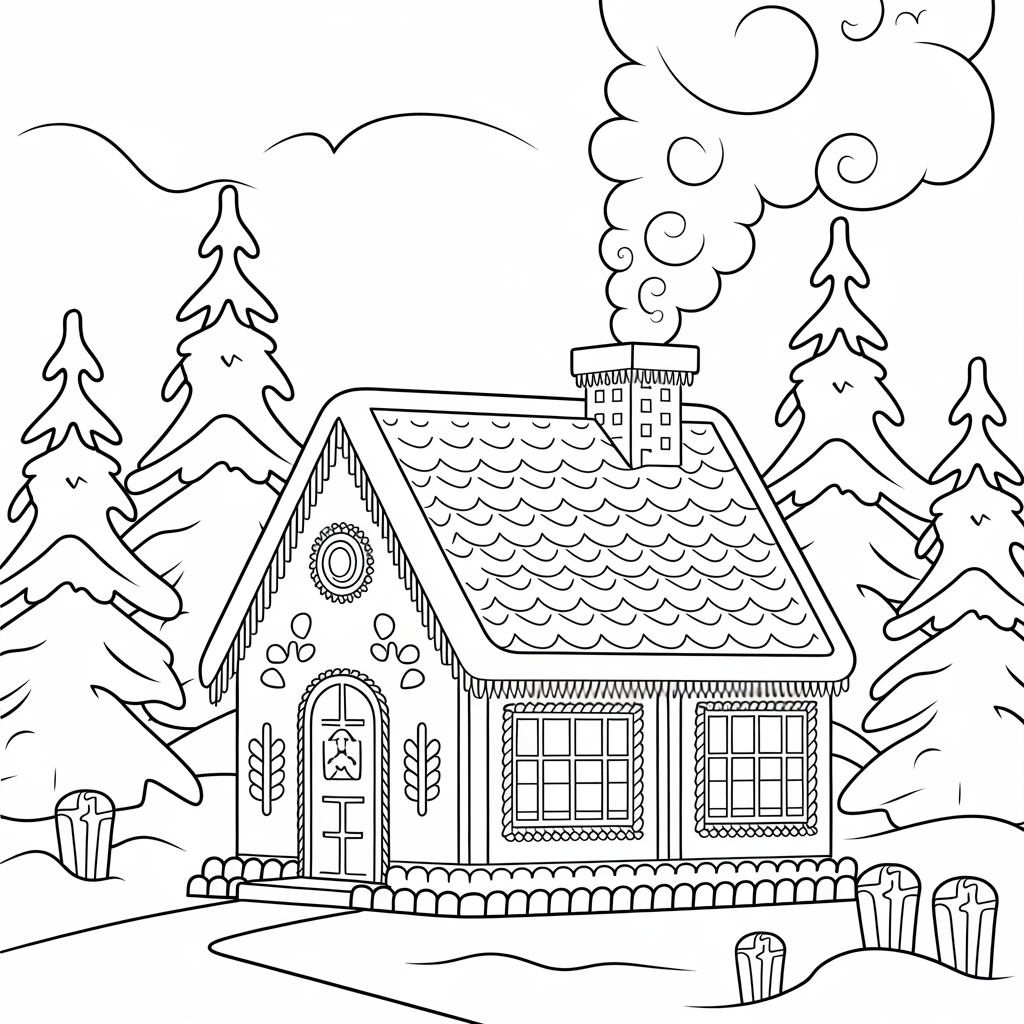 Free Holiday Gingerbread House Coloring Pages for Relaxing Coloring Fun