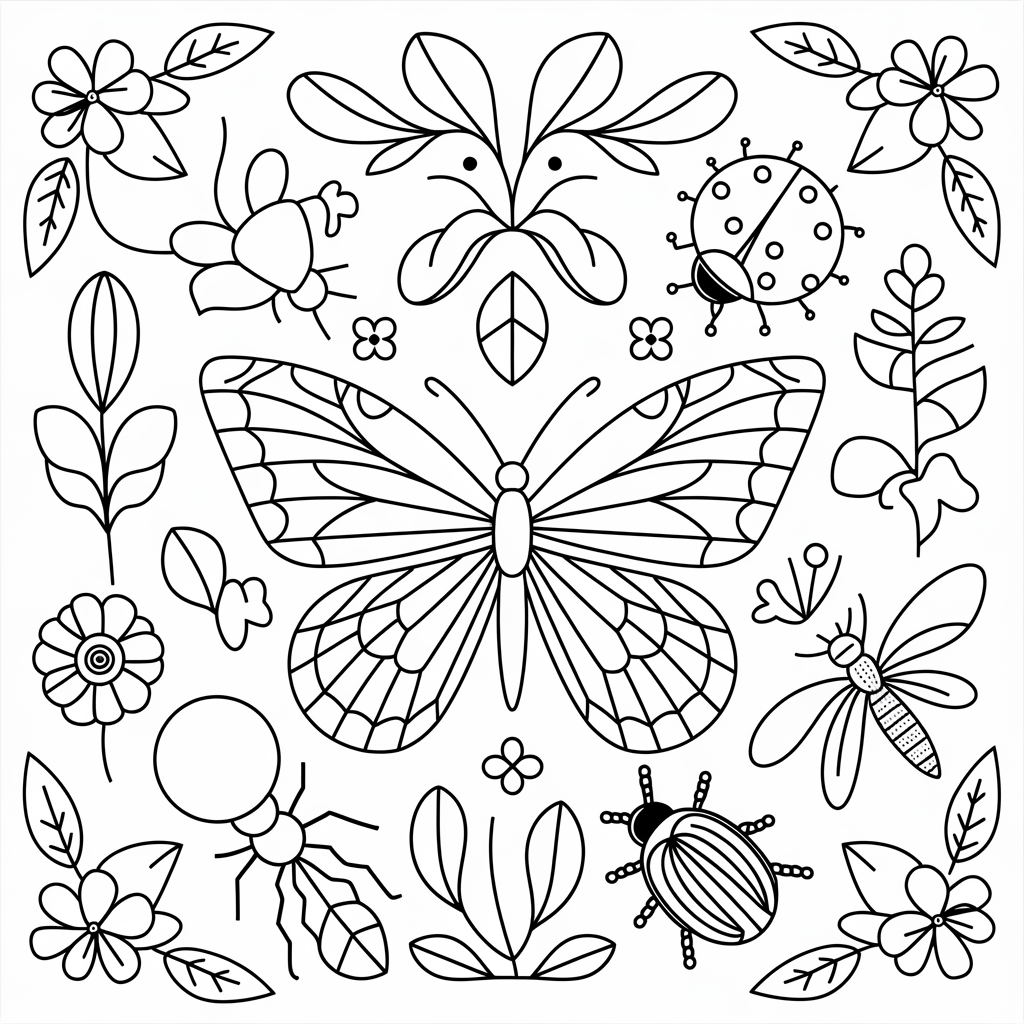 Bug Collection Coloring Pages
