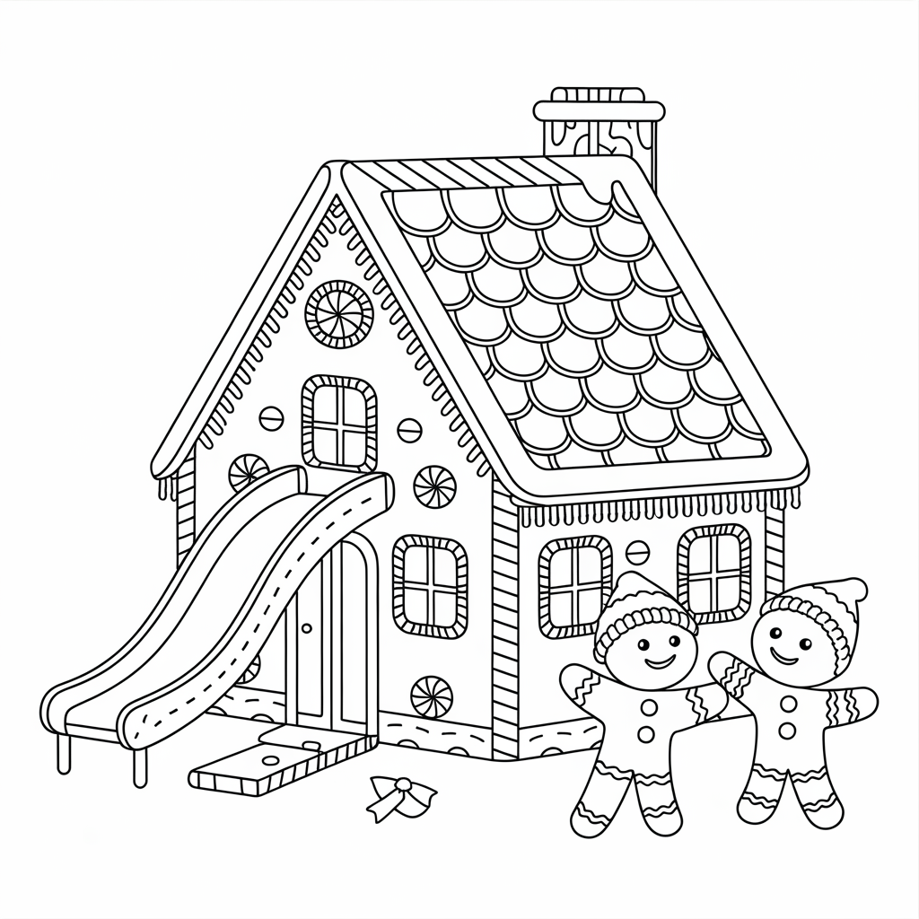 Cute and Creative Christmas Gingerbread House Coloring Sheets for Kids