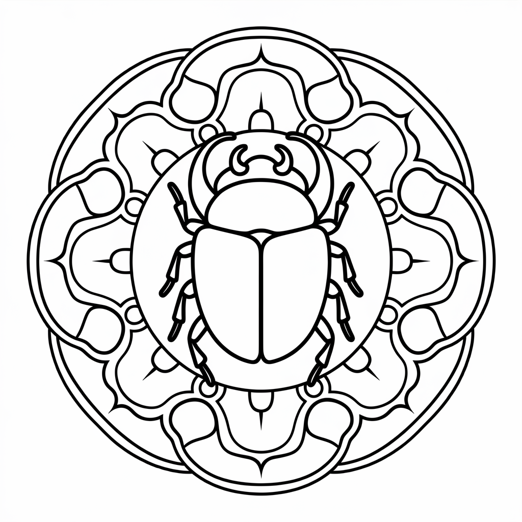 Scarab Beetle Mandala Coloring Pages