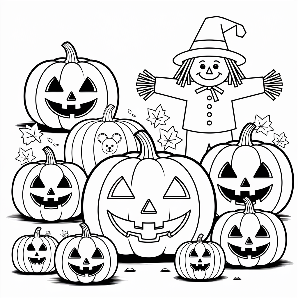 Pumpkin Patch Scarecrow Coloring Page