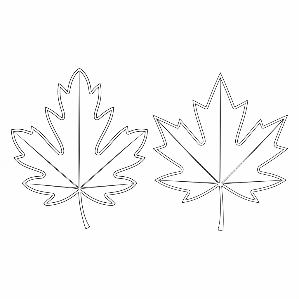 Easy Fall Coloring Pages with Maple and Oak Leaves (Free PDF)
