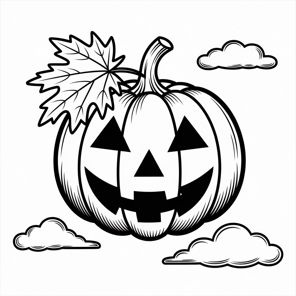 Pumpkin Leaf Coloring Sheet