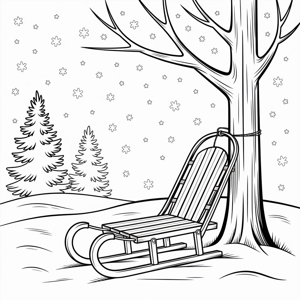 Sled by the Tree 