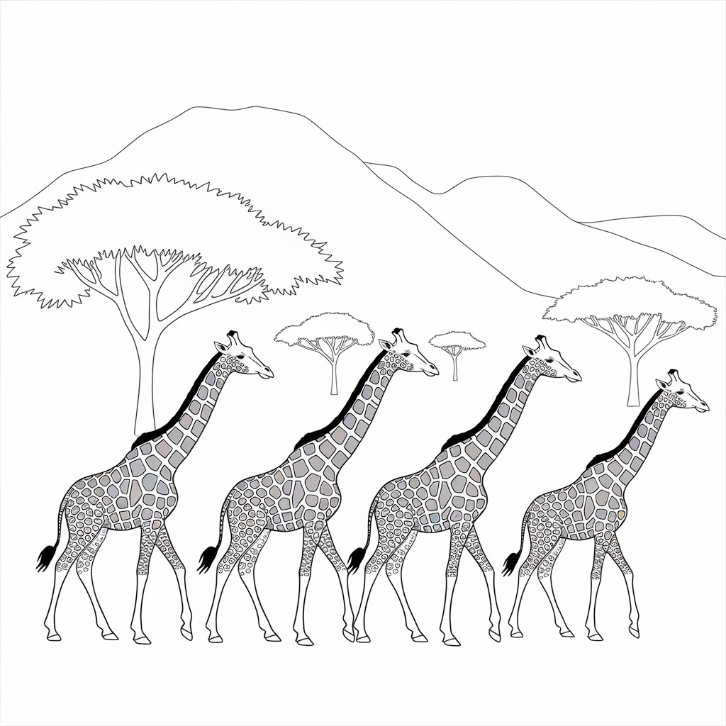 Safari Giraffe Coloring Pages