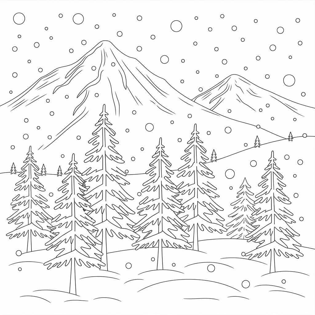 Snowy Mountain Scene 