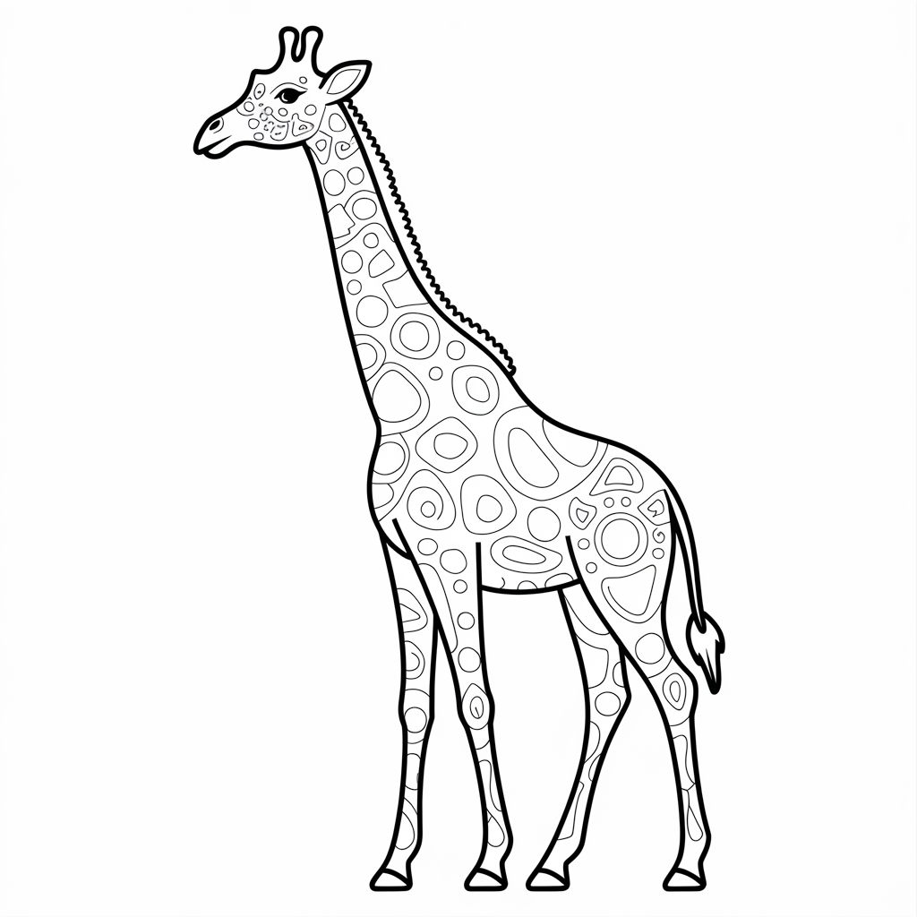 Patterned Giraffe Coloring Page