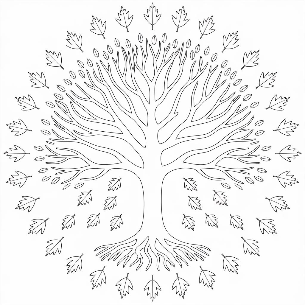 Bare Tree with Fallen Leaves