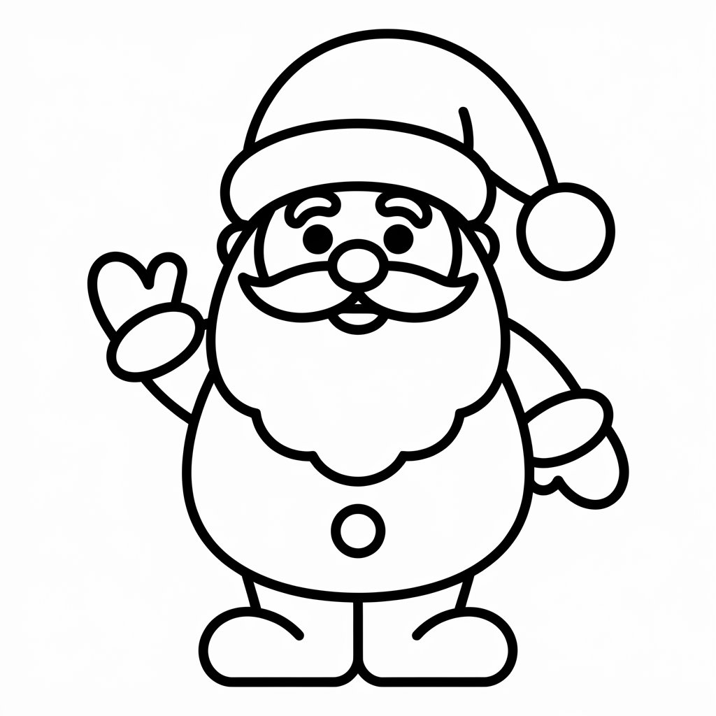 Santa Claus Coloring Pages for Toddlers with Simple Outlines