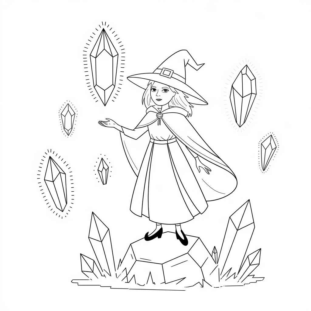Witch and Glowing Crystals