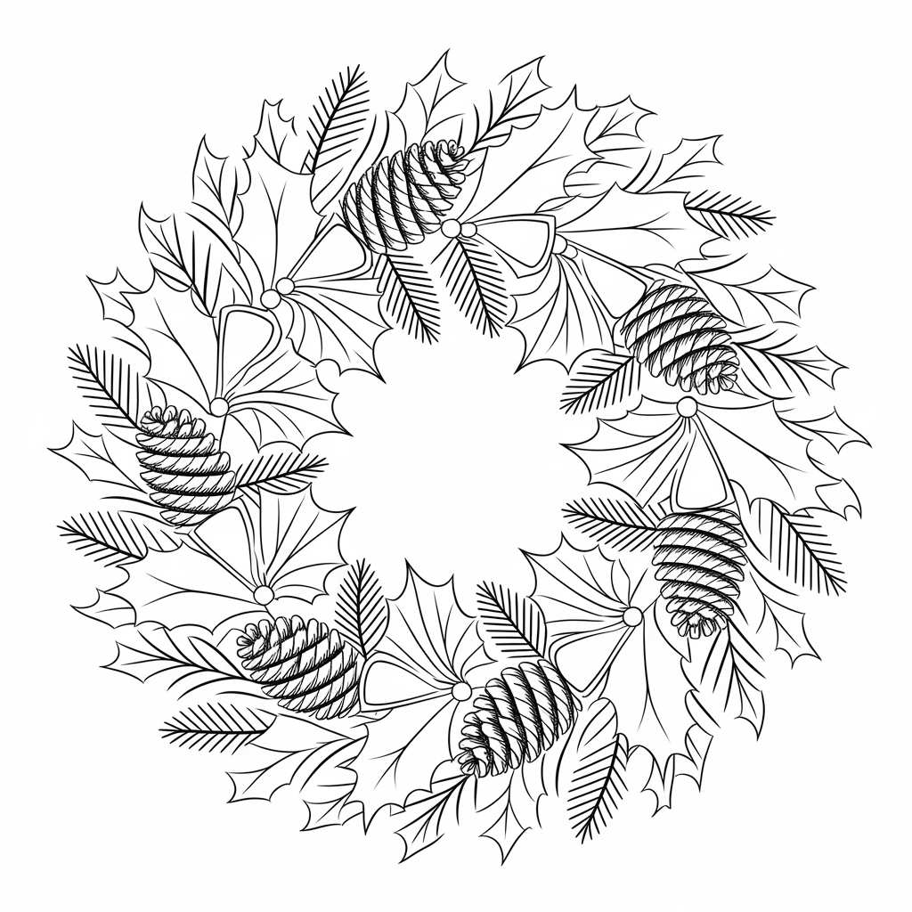 Pinecone and Holly Wreath 