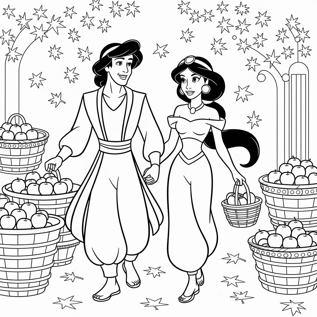 Aladdin Autumn Market September Coloring Pages Printable