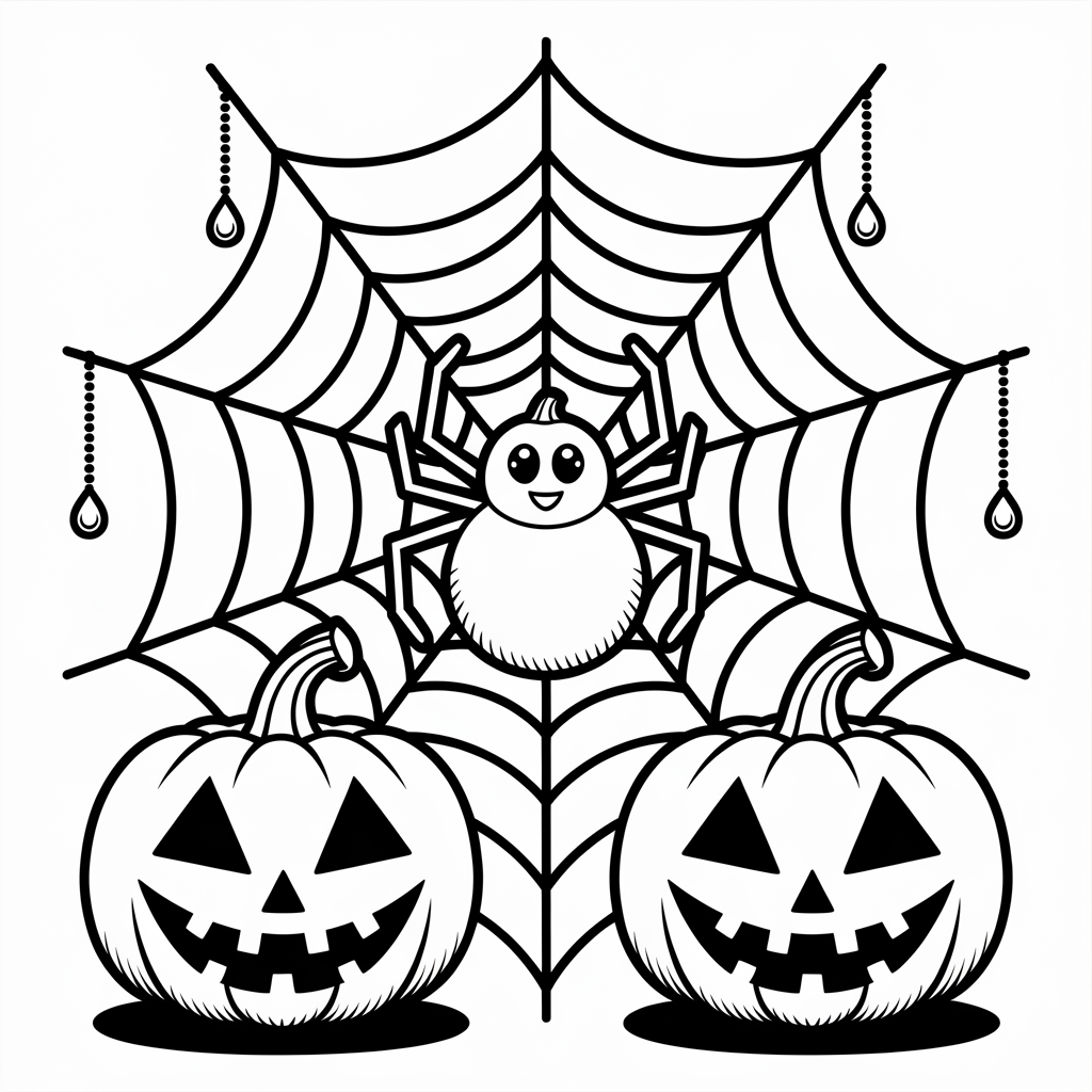 Intricate Spider Web Coloring Page