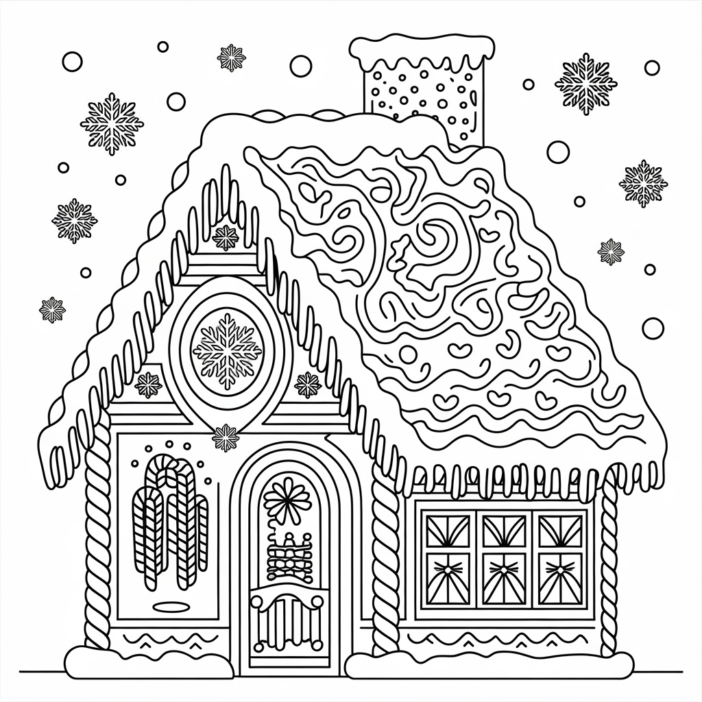 Detailed Christmas Gingerbread House Coloring Pages for Kids Who Love Art