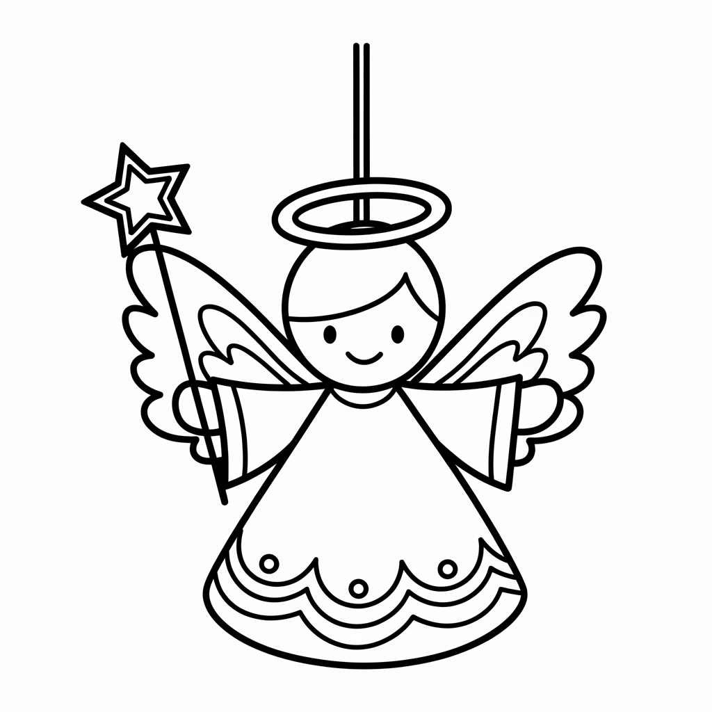 Angel Christmas Ornament Coloring Page for Kids to Download