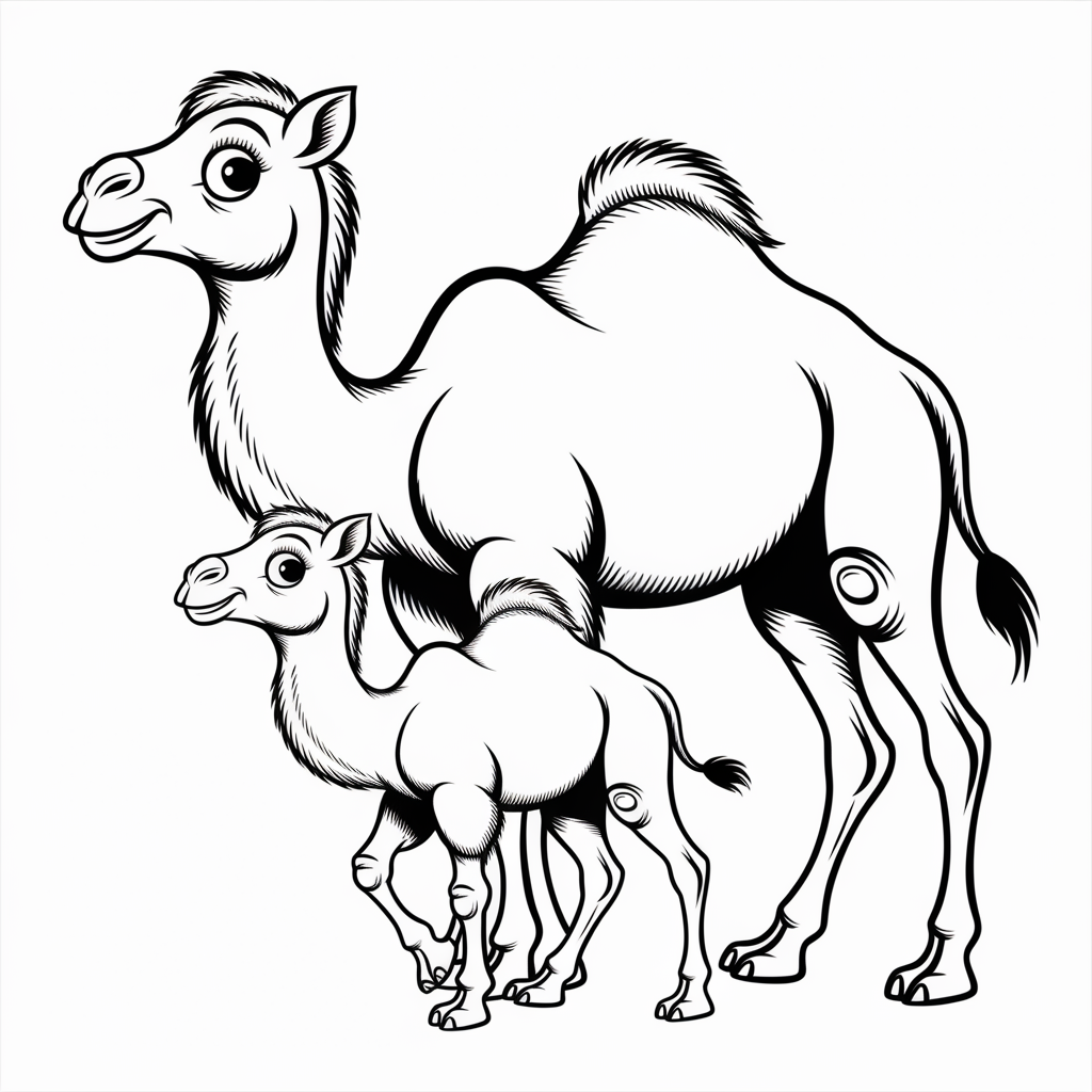 Mother and Baby Camel Coloring Pages