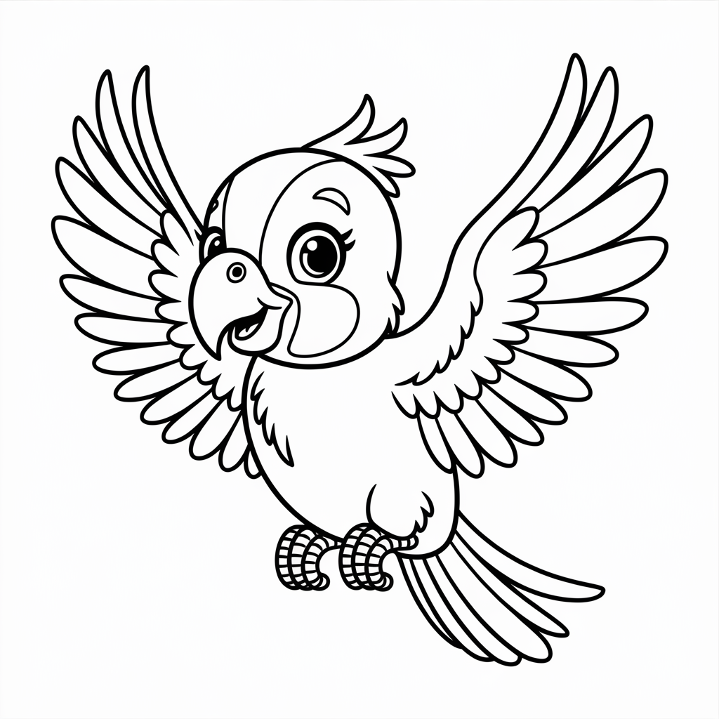 Baby Parrot Learning to Fly Coloring Pages 