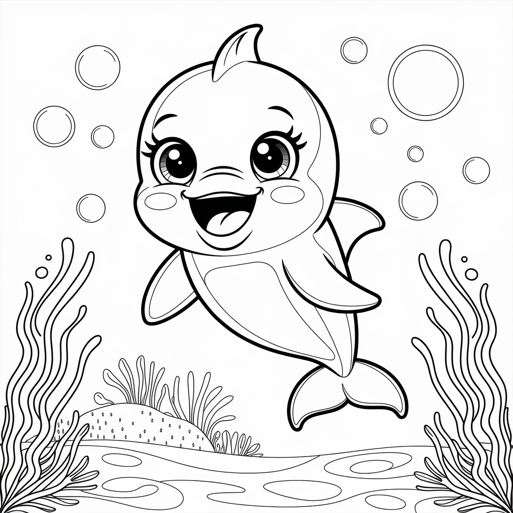 Baby Dolphin Coloring Pages 