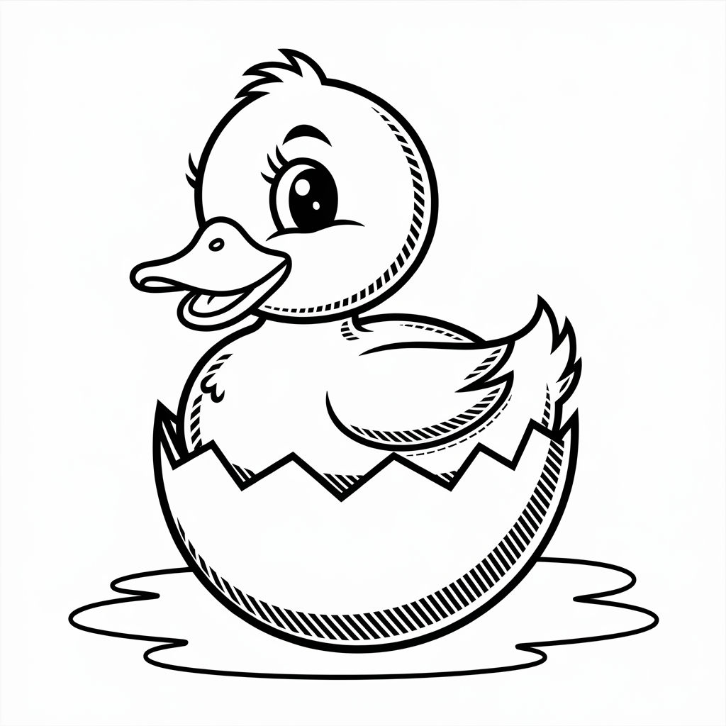 Baby Duck Hatching Coloring Pages