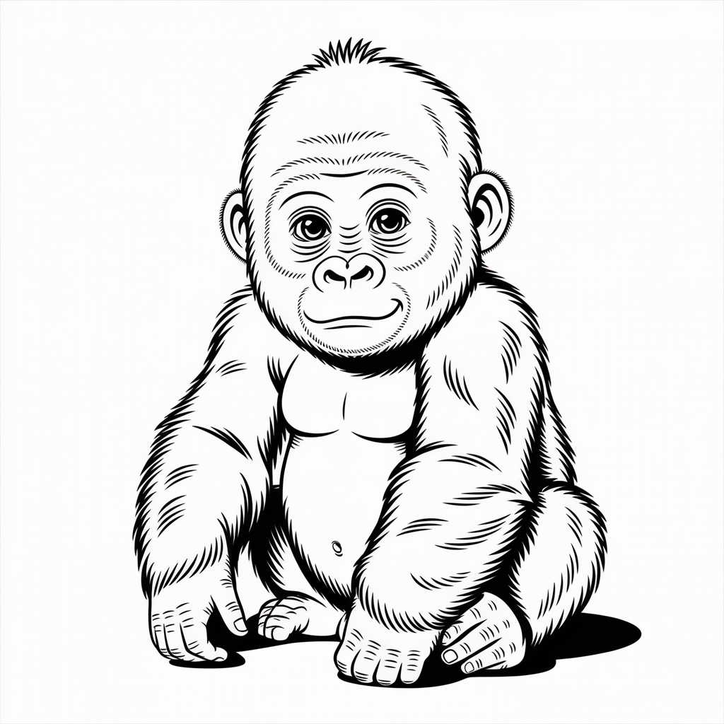 Baby Gorilla Coloring Pages