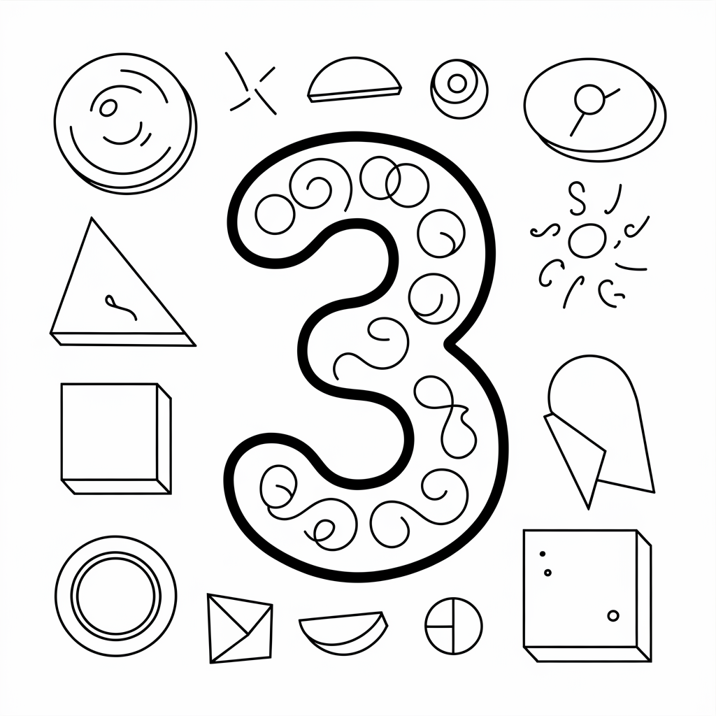  Number 3 Coloring Page for Preschool Worksheets