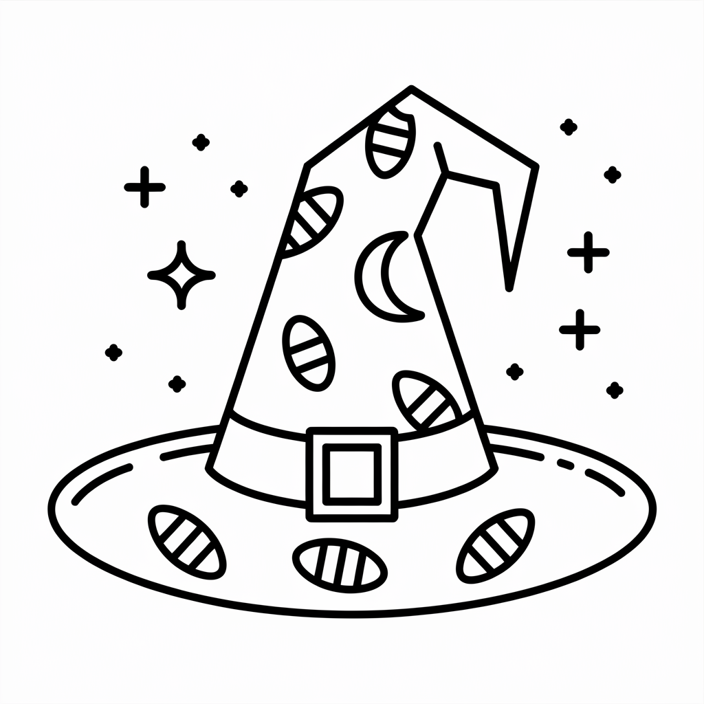 Witch’s Hat with Stars Easy Halloween Coloring Pages Printable