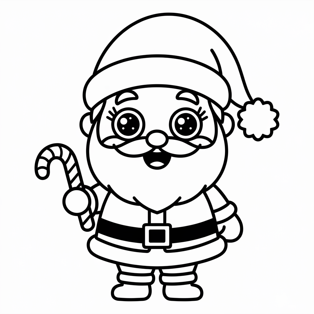 Free Printable Kawaii Christmas Coloring Page