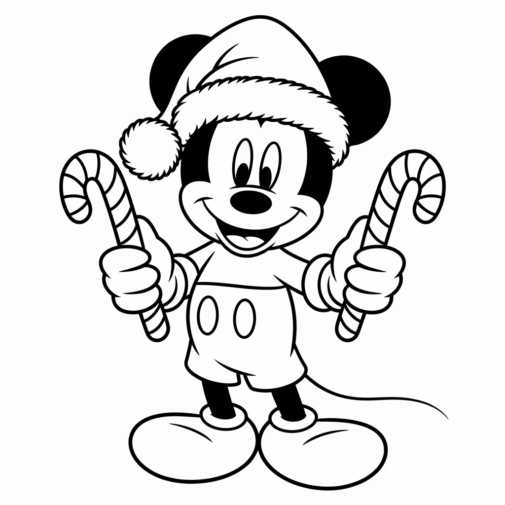 Free Printable Mickey Mouse Santa Hat Christmas Coloring Page