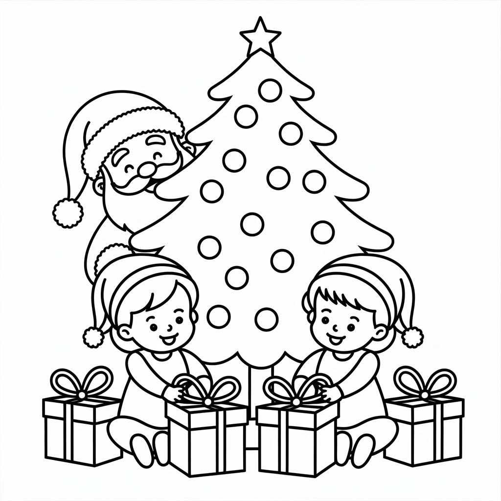 Kids Opening Presents Under the Christmas Tree