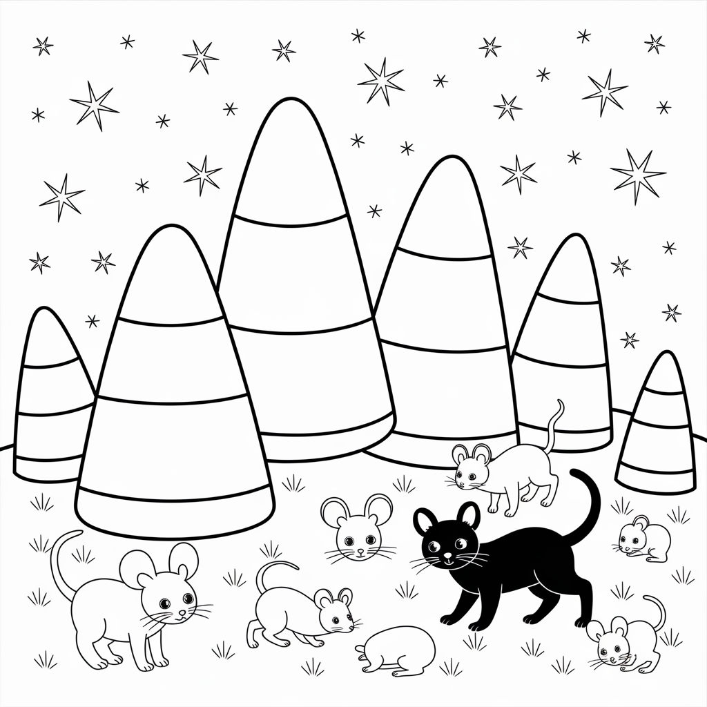 Candy Corn Carnival Coloring Page