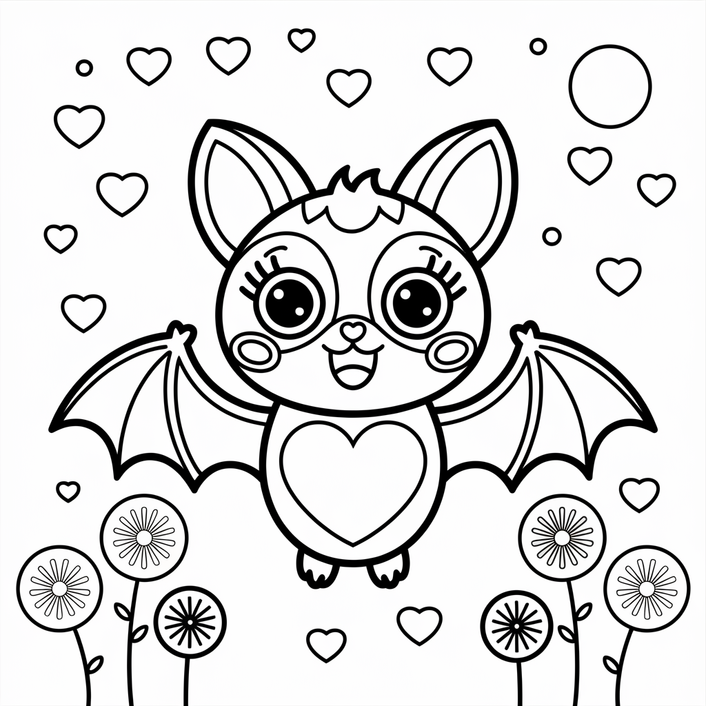 Cute Kawaii Bat Coloring Pages