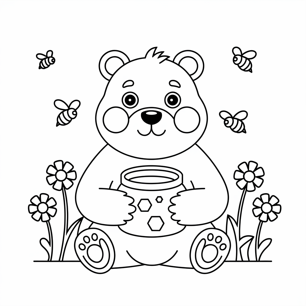 Cute Sitting Bear Coloring Page