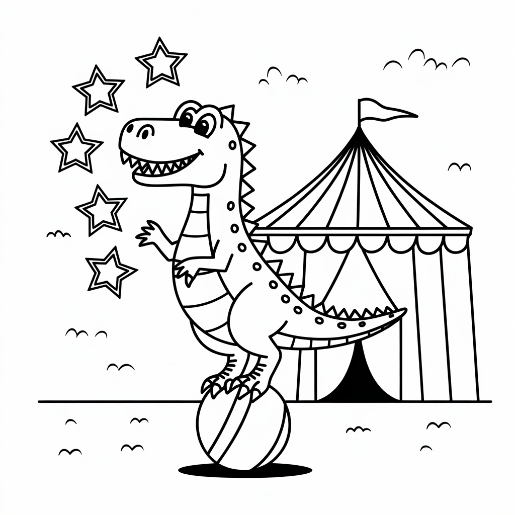 Circus Dinosaur Coloring Page
