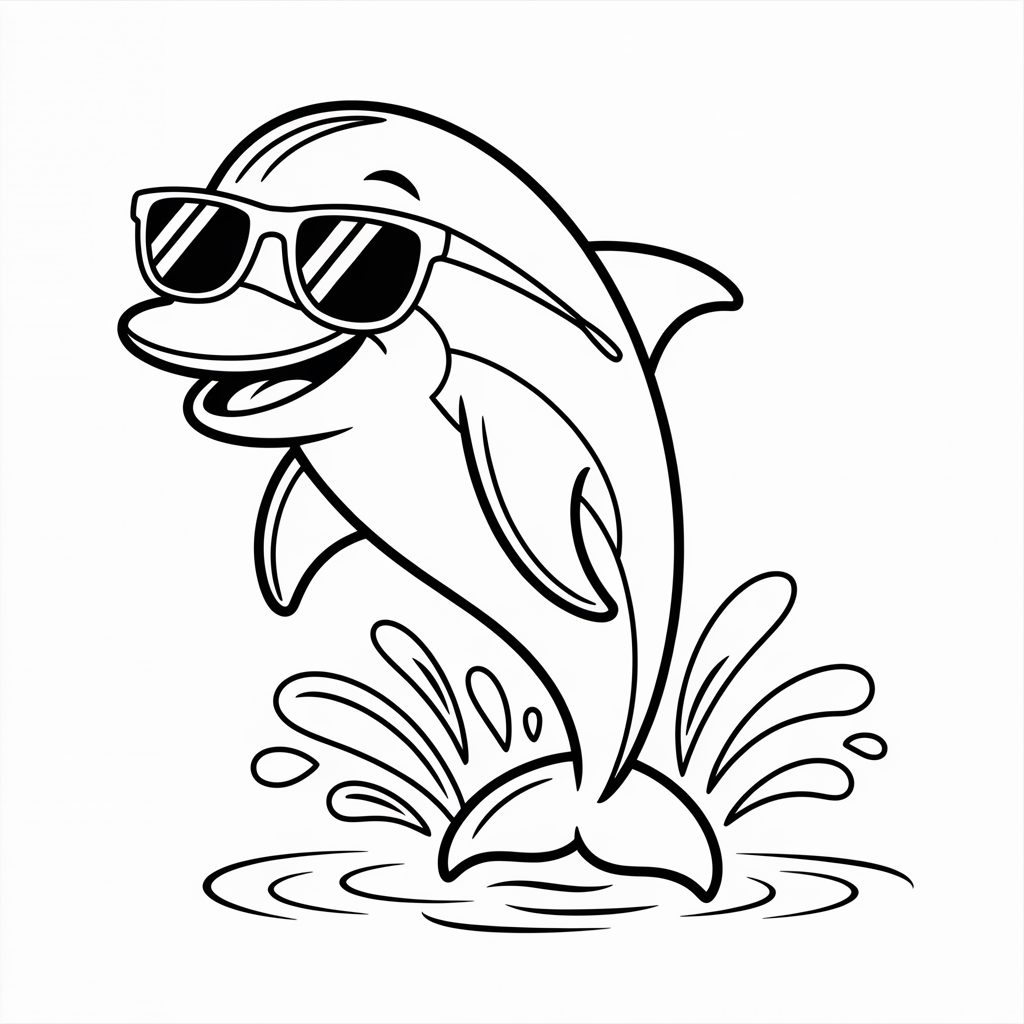 Cartoon Dolphin Coloring Pages