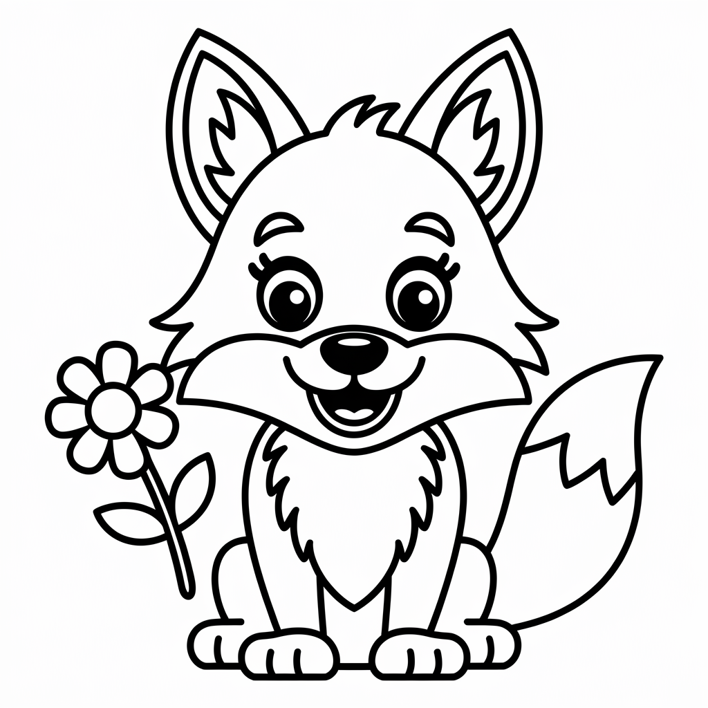 Fox with Flowers Coloring Pages 
