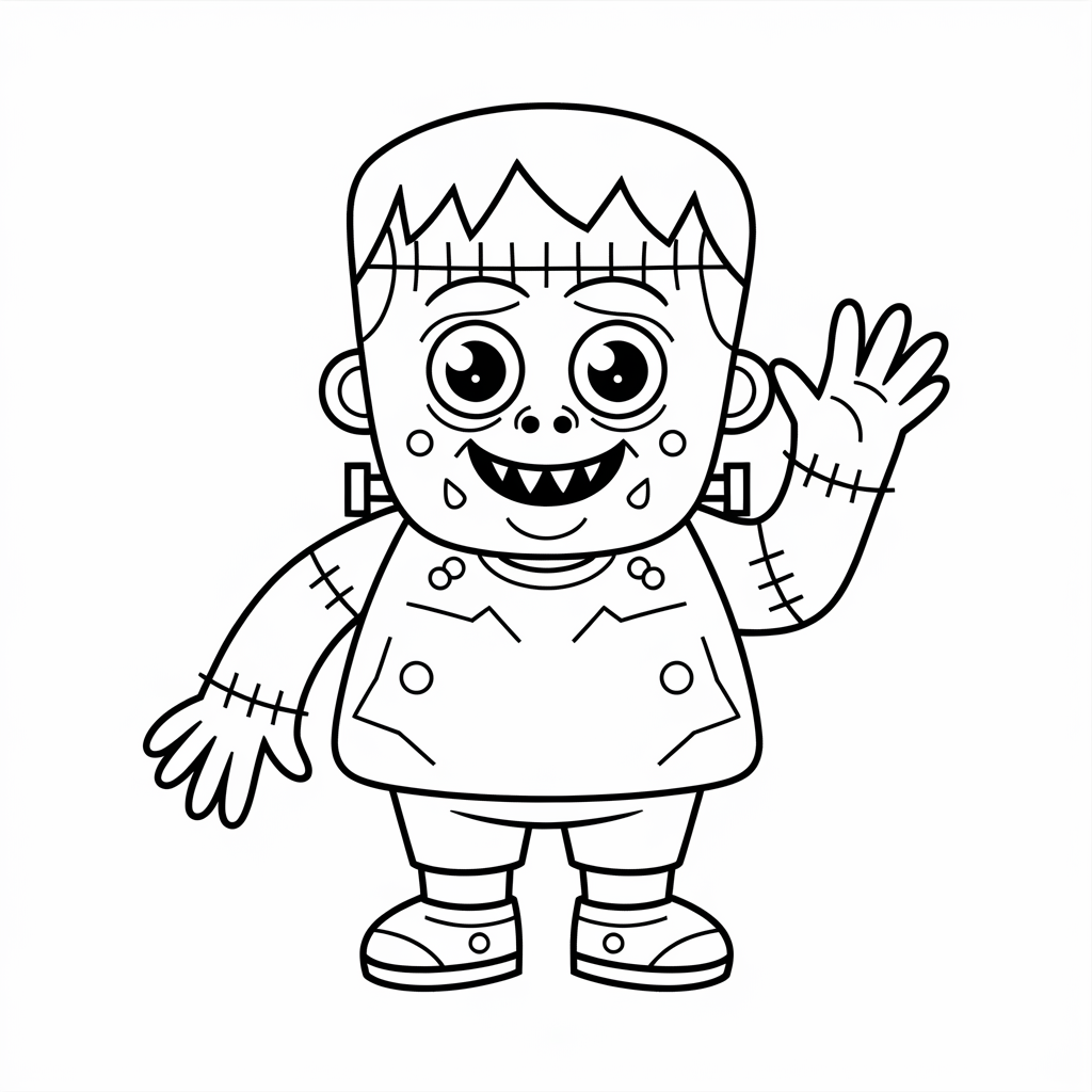 Friendly Frankenstein Easy Halloween Coloring Pages Free Download