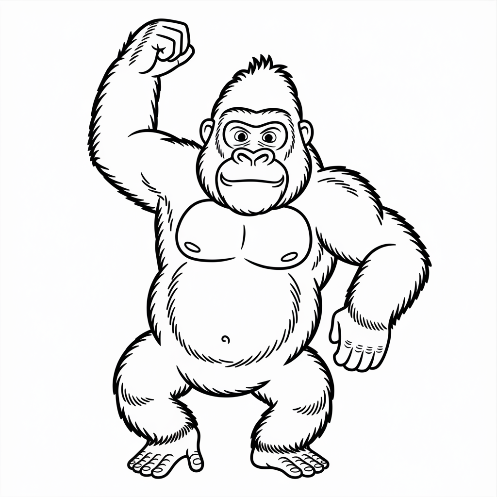 Dancing Cartoon Gorilla Coloring Pages