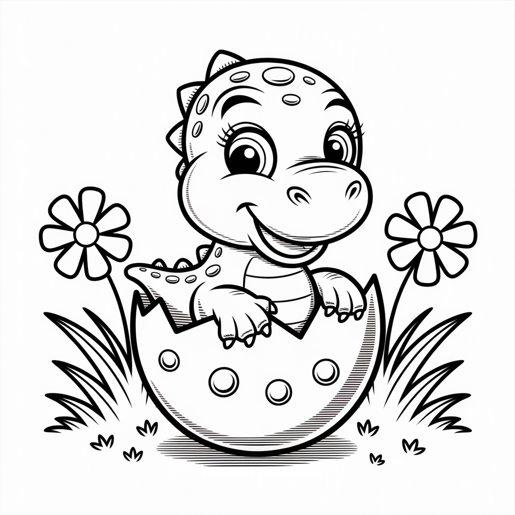 Cute Baby Dinosaur Coloring Page 