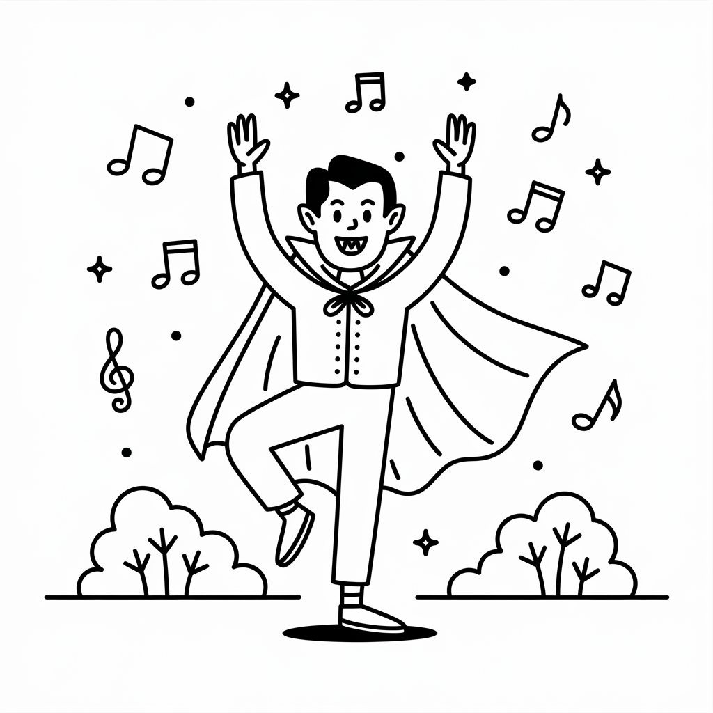 Dancing Vampire Coloring Page