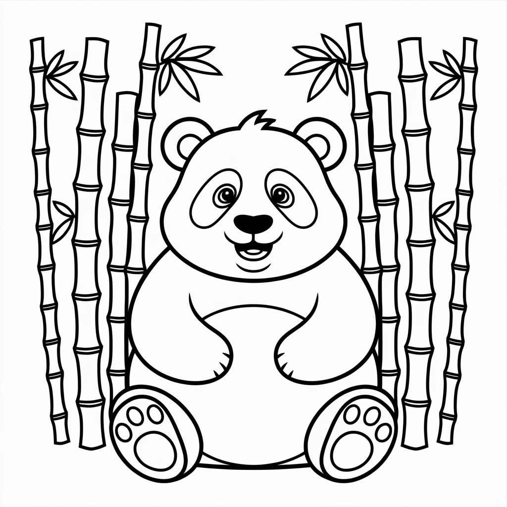 Panda Eating Bamboo Coloring Page