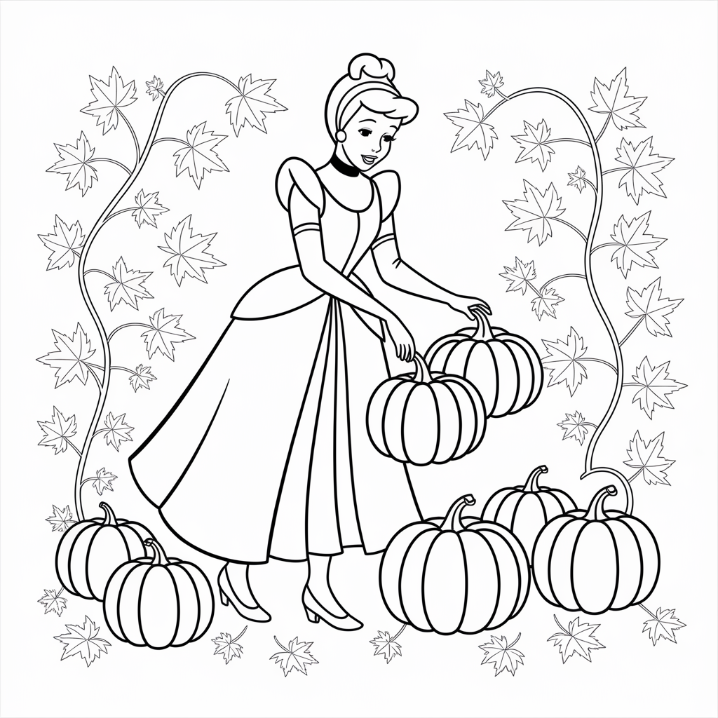 Cinderella Pumpkin Harvest September Coloring Pages to Download