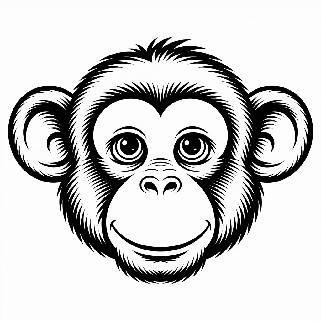 Monkey Face Close-Up Coloring Sheet 