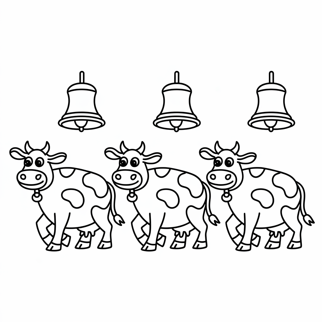 Cow Parade Coloring Page with Three Cute Cows