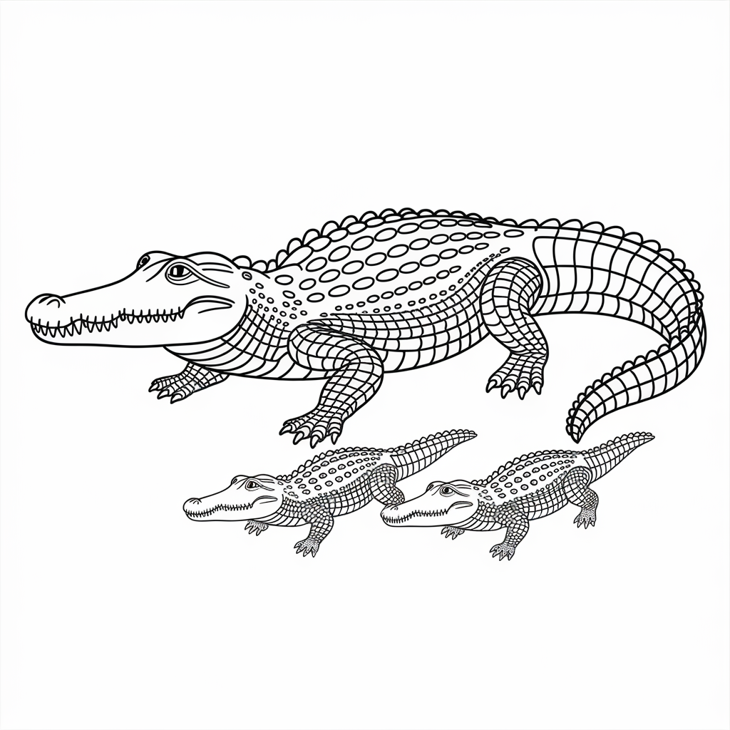 Crocodile Family Coloring Page