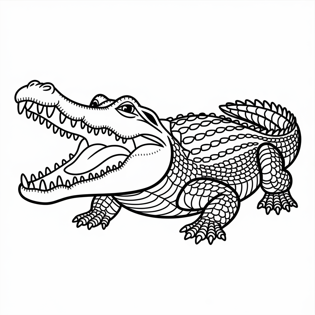 Crocodile with Open Mouth Coloring Page