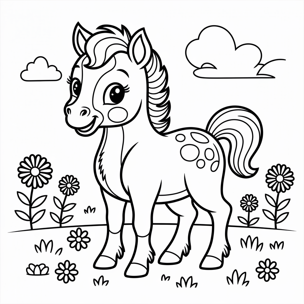 Cute Baby Horse Coloring Page