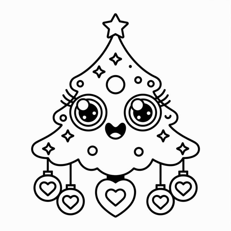 Kawaii Christmas Coloring Pages – Free Cute Holiday Printables - Love ...