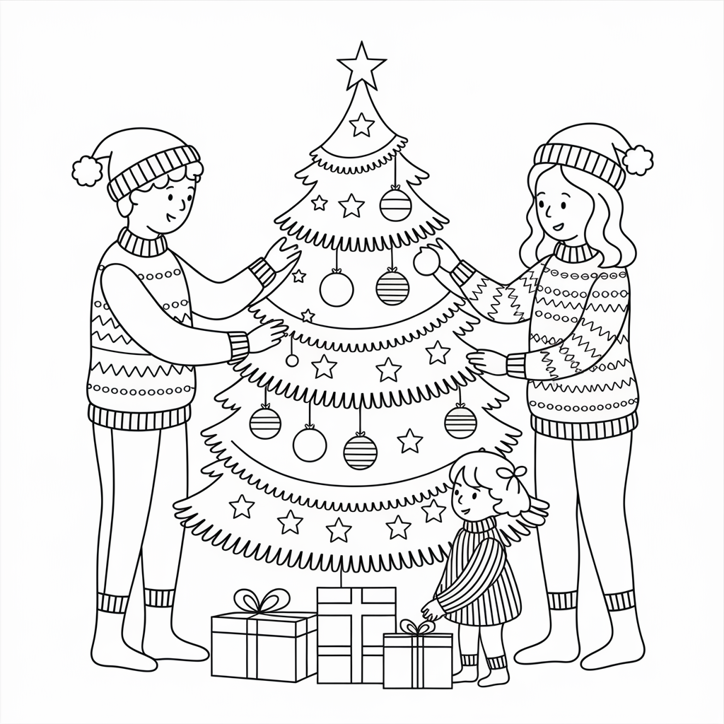 Family Decorating the Tree 