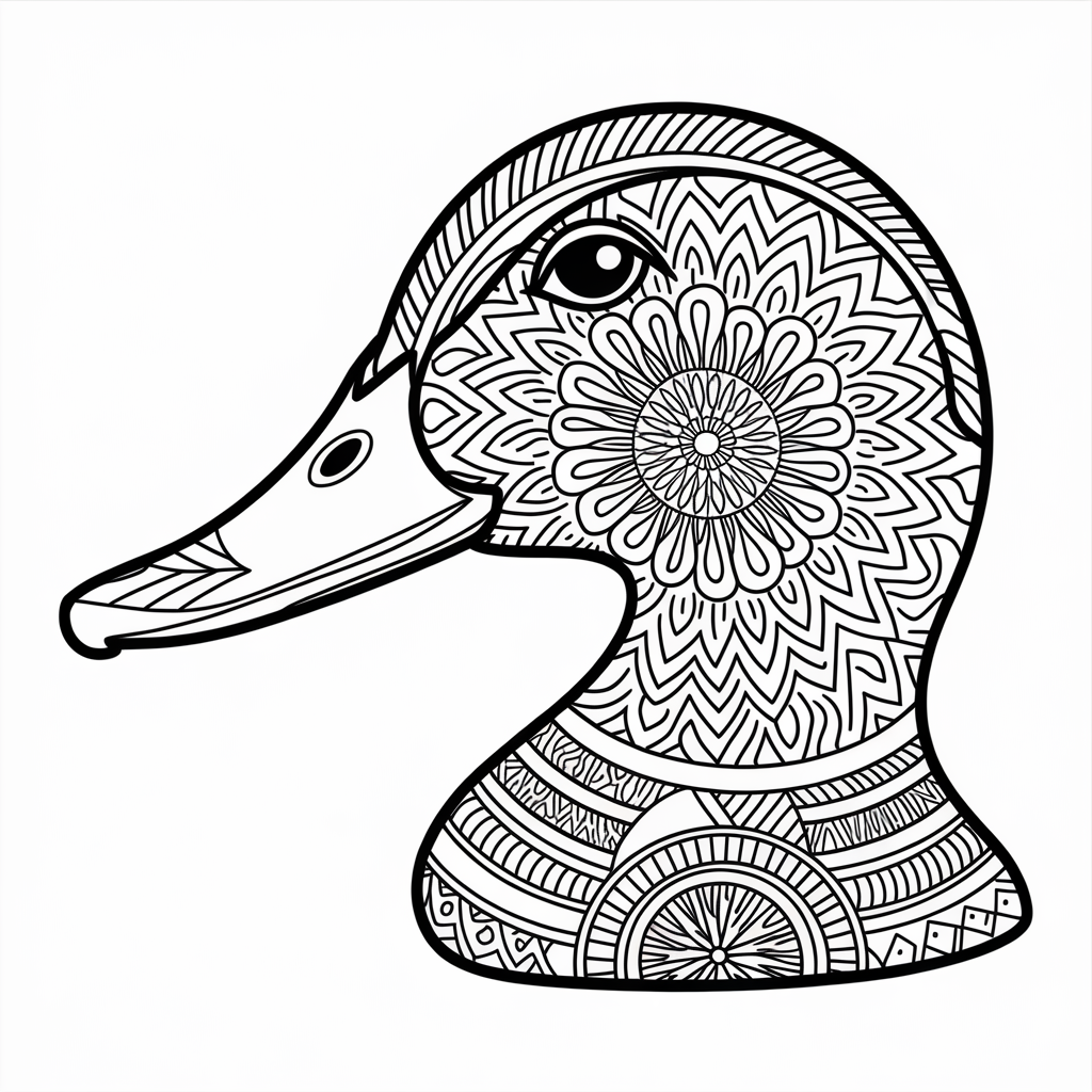 Decorative Duck Head Mandala Coloring Pages 